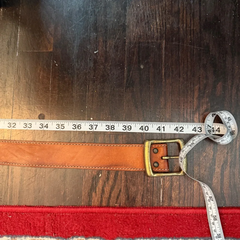 Vintage Mens Brown Leather Belt Size 36 Made in Sweden Brass Buckle 605310